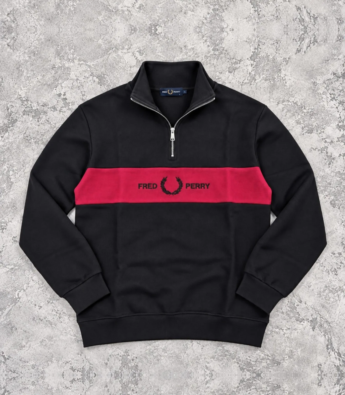 Fred Perry half zip crni