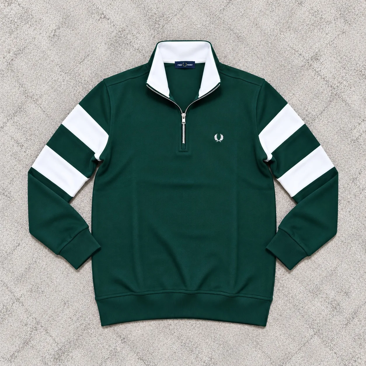 Fred Perry half zip zeleno/beli